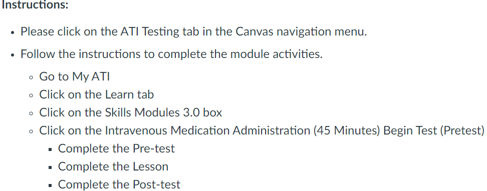 NUR105 M1.8: ATI Skills Modules